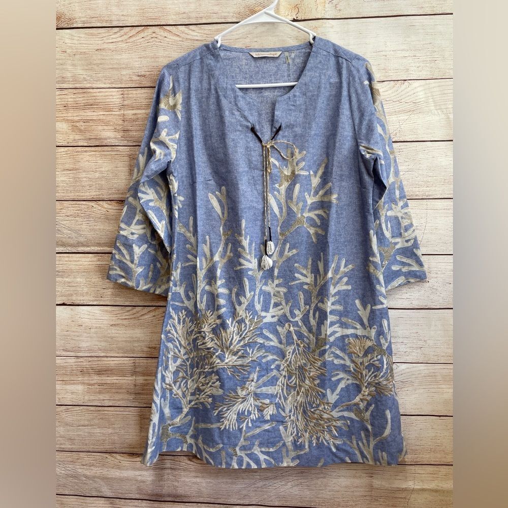 SOFT SURROUNDINGS EMBROIDERED TUNIC IN BLUE